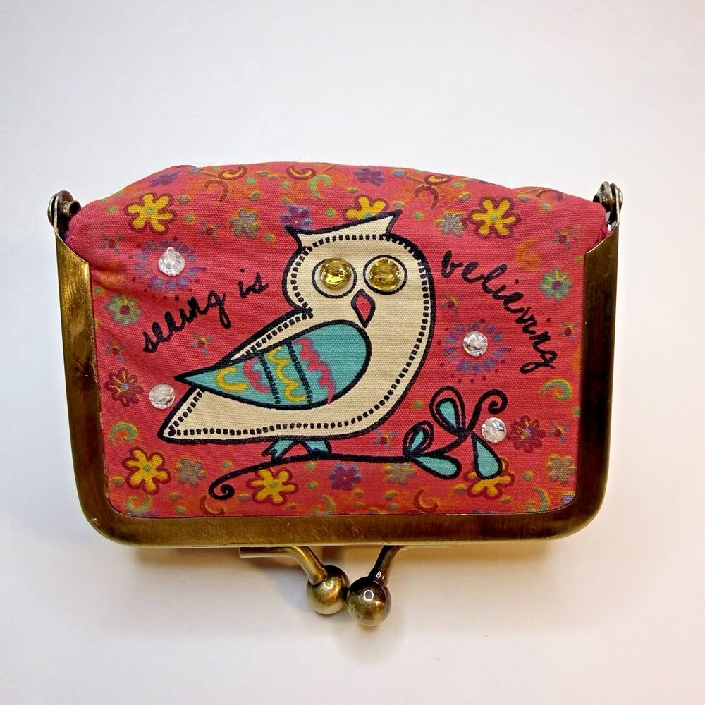 Natural Life Kiss Lock Wallet Owl Pouch Clutch Seeing Is Believing Mirror